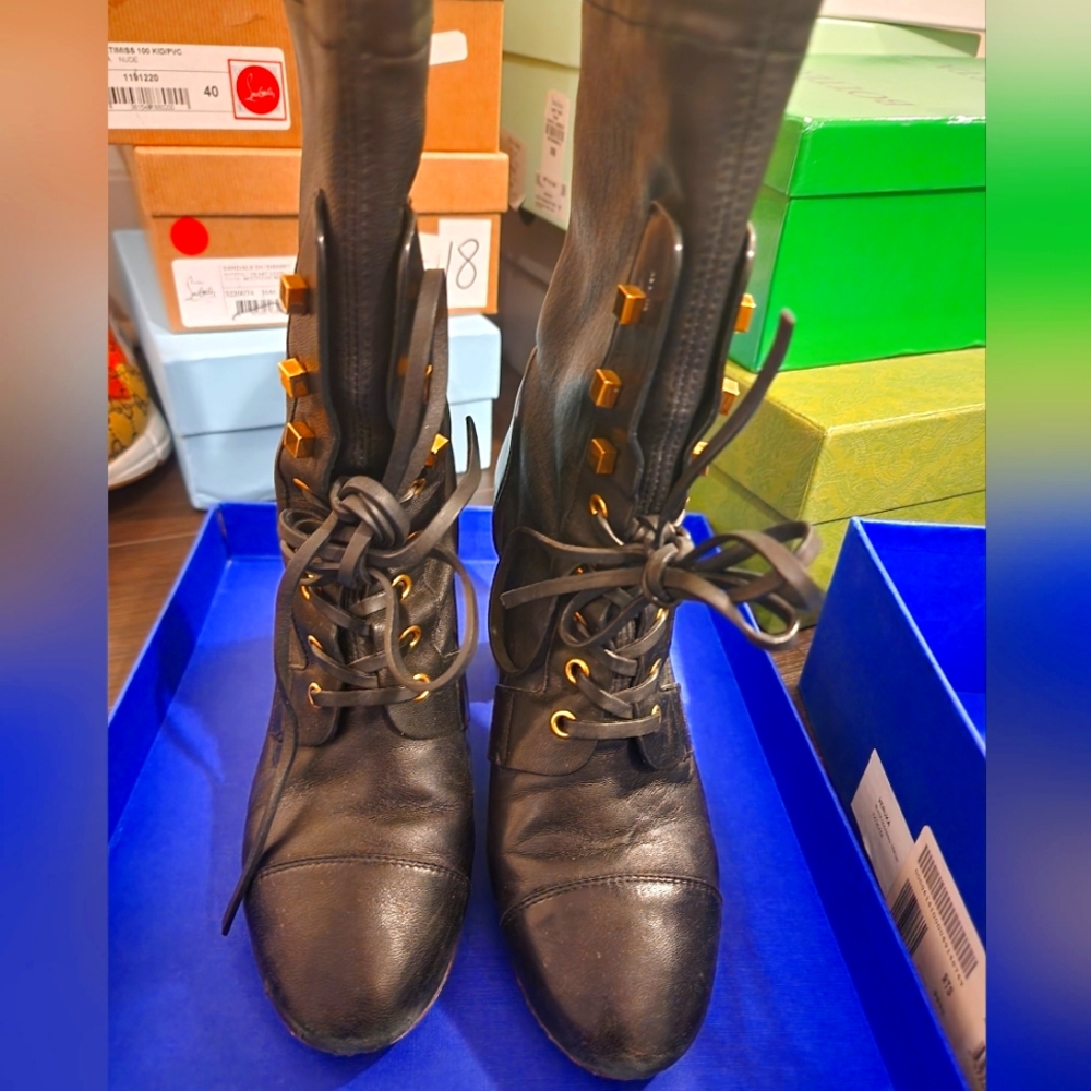 High top leather boots